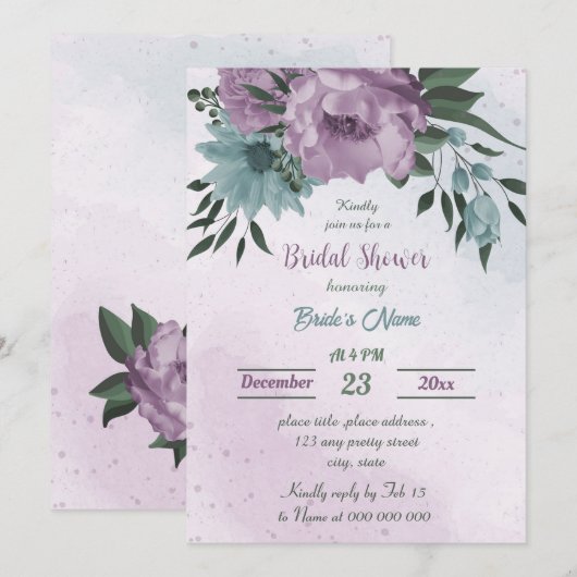 paarse blauwe bloemen botanisch vrijgezellenfeest kaart (Voorkant / Achterkant)