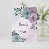paarse blauwe bloemen botanische bruiloft bedankkaart (Staand voorkant)
