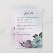 paarse blauwe bloemen botanische bruiloft informatiekaartje (Voorkant / Achterkant)