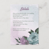 paarse blauwe bloemen botanische bruiloft informatiekaartje (Voorkant)