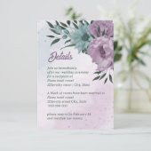 paarse blauwe bloemen botanische bruiloft informatiekaartje (Staand voorkant)