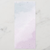 paarse blauwe bloemen botanische bruiloft menu (Achterkant)