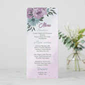 paarse blauwe bloemen botanische bruiloft menu (Staand voorkant)