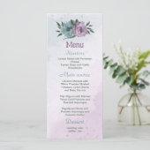 paarse blauwe bloemen botanische bruiloft menu (Staand voorkant)