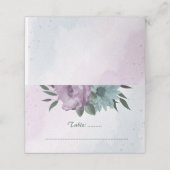 paarse blauwe bloemen botanische bruiloft plaatskaartje (Buitenkant ongevouwen)