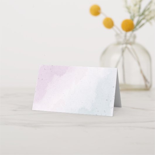 paarse blauwe bloemen botanische bruiloft plaatskaartje (Achterkant)