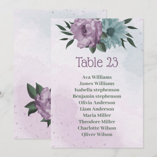 paarse blauwe bloemen botanische kaart (Voorkant / Achterkant)