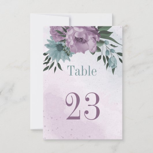 paarse blauwe bloemen botanische tafelkaart kaart (Voorkant)