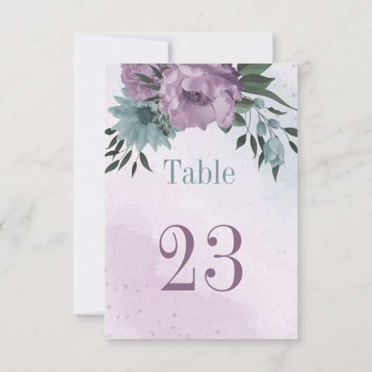 paarse blauwe bloemen botanische tafelkaart kaart (Achterkant)