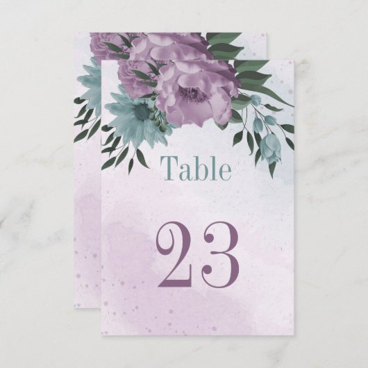 paarse blauwe bloemen botanische tafelkaart kaart (Voorkant / Achterkant)