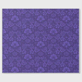 Paarse Blauwe Bloemen Damask Cadeaupapier (Vlak)