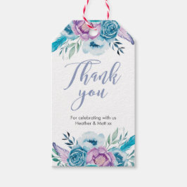 Paarse blauwe bloemen Dank je wel Favor labels Cadeaulabel