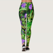 Paarse blauwe bloemen leggings (Achterkant)