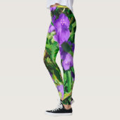 Paarse blauwe bloemen leggings (Links)