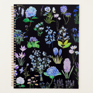 paarse Blauwe Bloemen Olieverfschilderij Effect Zw Planner