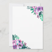 Paarse Blauwe Bloemen Waterverf bruiloft Kaart (Achterkant)