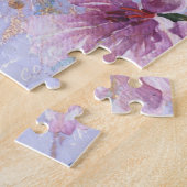 Paarse Blauwe Bloemen waterverf Goud Geaderd  Legpuzzel (Zijkant)