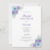 Paarse Blauwe Bloemen Waterverf Vrijgezellenfeest Kaart (Voorkant)