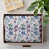 Paarse Blauwe Bloemendecoupage Tissuepapier (Geschenk)