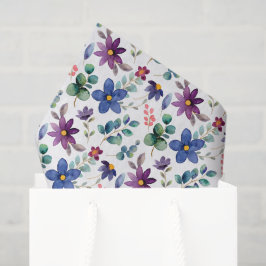 Paarse Blauwe Bloemendecoupage Tissuepapier