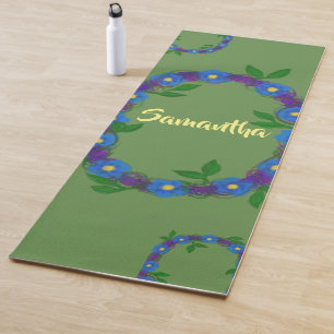 Paarse Blauwe Bloemenkranzen Naam Yogamat