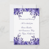 Paarse Blauwe Bloemige Lofwerk Trouw Ontvangstkaar Kaart (Voorkant)