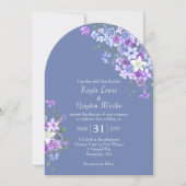 Paarse & Blauwe Boho Roos Tuin Trouwen Kaart (Voorkant)