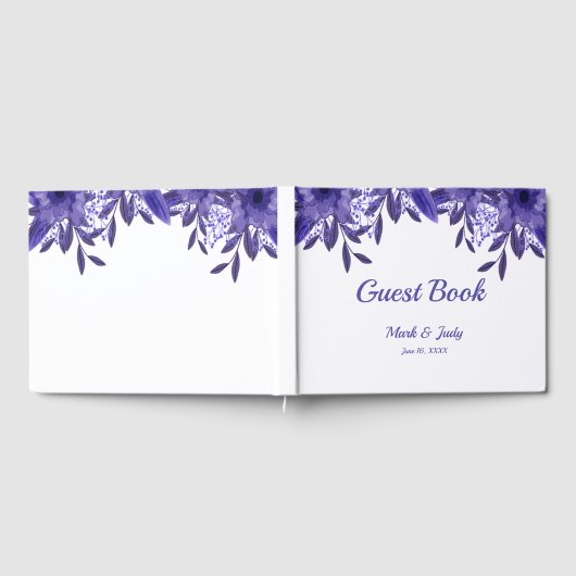 Paarse blauwe bosbouw bruiloft gastenboek (Volledig)