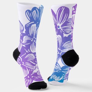 Paarse Blauwe Botanische Hortensia Bloemen Sokken