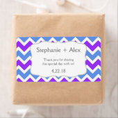 Paarse & Blauwe Chevron Waterfles - pas het aan! Etiket (Insitu)