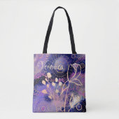 Paarse blauwe cirkels tote bag (Voorkant)