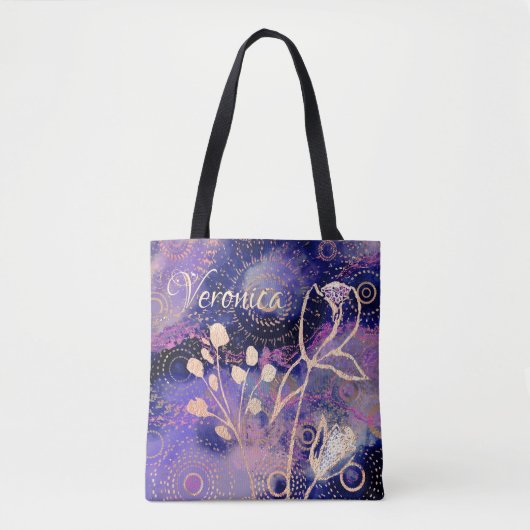 Paarse blauwe cirkels tote bag (Voorkant)