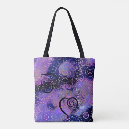 Paarse blauwe cirkels tote bag (Achterkant)