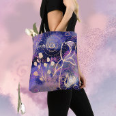 Paarse blauwe cirkels tote bag
