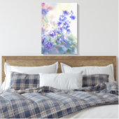 Paarse Blauwe Delphinium Bloemenprint op Canvas (Insitu (Slaapkamer))