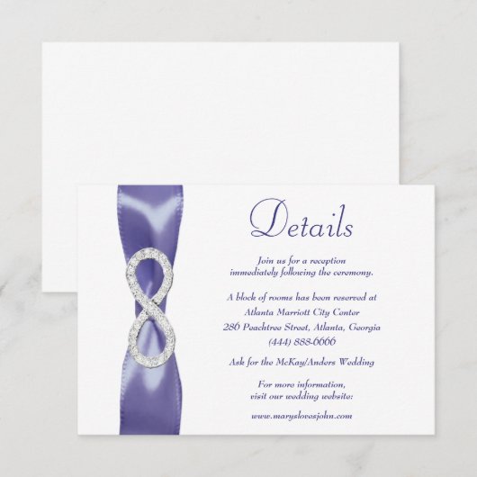 Paarse Blauwe Diamant Oneindig Huwelijksdetailkaar Kaart (Voorkant / Achterkant)