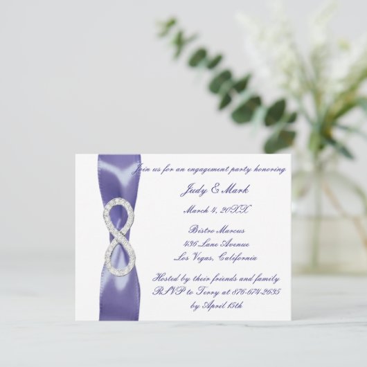 Paarse Blauwe Diamant Oneindigheid Verlovingsfeest (Staand voorkant)