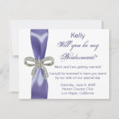 Paarse blauwe diamantbow Bridesmaid Kaart (Voorkant)