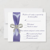 Paarse Blauwe Diamanten Boog Bruiloft Reactiekaart Aankondiging (Voorkant)