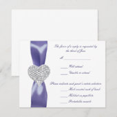 Paarse Blauwe Diamanten Hart Trouw Antwoordkaart Kaart (Voorkant / Achterkant)