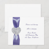 Paarse Blauwe Diamanten Hart Trouw Ontvangstkaart Kaart (Voorkant / Achterkant)