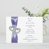 Paarse blauwe diamanten harten Bachelorette Kaart (Staand voorkant)