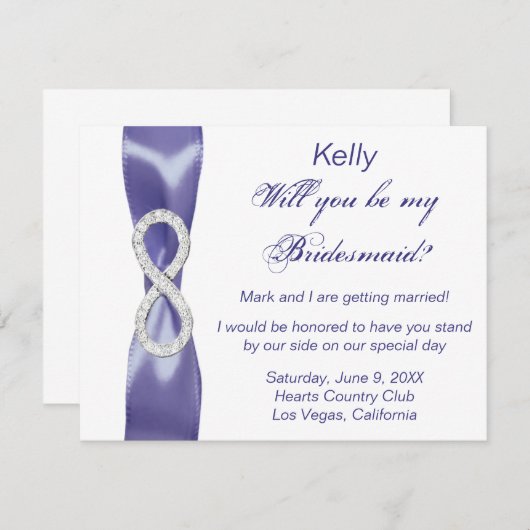 Paarse blauwe diamantindringervaart Bridesmaid Kaa (Voorkant / Achterkant)