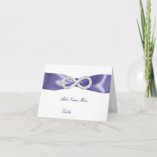 Paarse blauwe Diamond Infinity Table Place Card Bedankkaart (Voorkant)