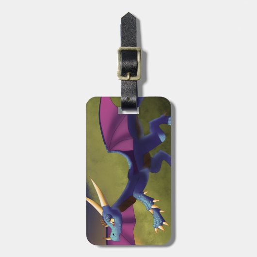 Paarse/blauwe draak 11-14-15 bagagelabel (Voorkant verticaal)