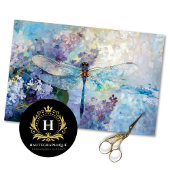 Paarse Blauwe Dragonfly Bloemen Decoupage Tissuepapier
