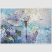 Paarse Blauwe Dragonfly Bloemen Decoupage Tissuepapier (Voorkant)