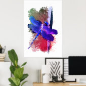 Paarse blauwe dragonvlieg snijdsel poster (Thuiskantoor)