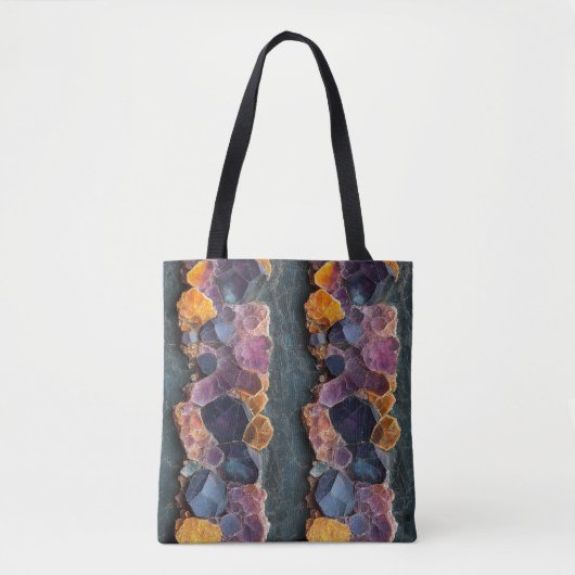 Paarse, blauwe en amberkleurige rotspatronen tote bag (Voorkant)