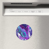 Paarse, blauwe en Blauwgroen Abstracte Fluid Art Magneet (Insitu (Vaatwasser))